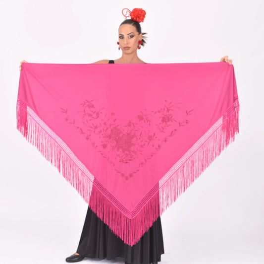 Fuchsia embroidered big shawl in fuchsia Anuka