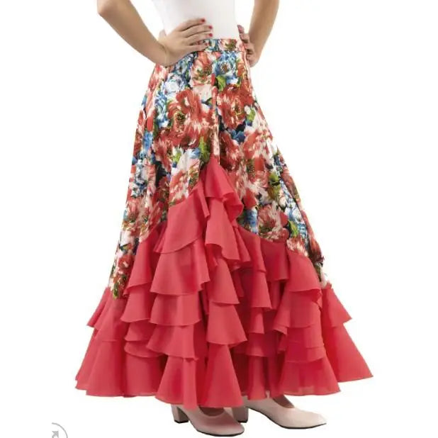 Flashy Flare 5 Flare Floral Print Flare Dance Skirt