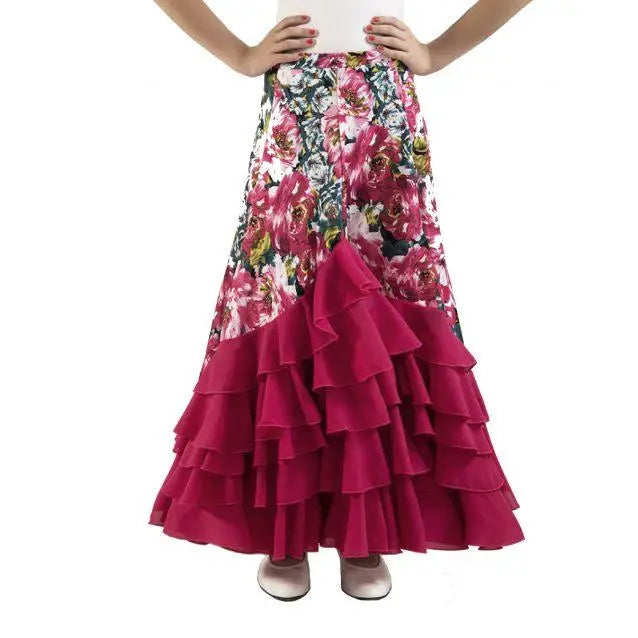 Flashy Flare 5 Flare Floral Print Flare Dance Skirt