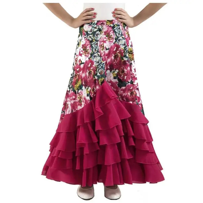 Flashy Flare 5 Flare Floral Print Flare Dance Skirt